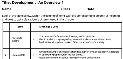 Development - An Overview 1 – Worksheet Warehouse