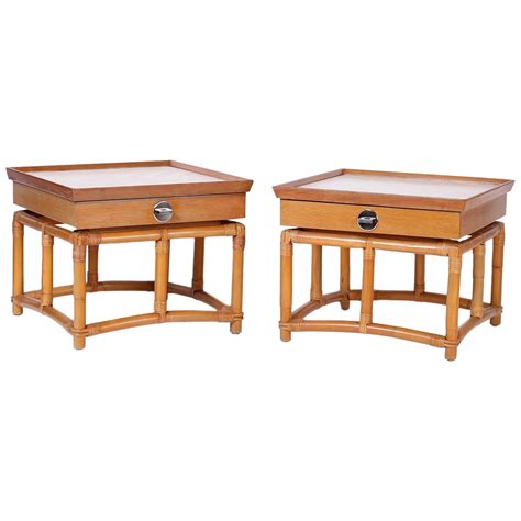 Faux Bamboo Fretwork End Tables, a Pair at 1stDibs