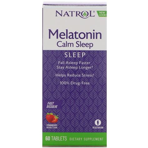 Natrol, Melatonin Calm Sleep, Fast Dissolve, Strawberry Flavor, 60 ...