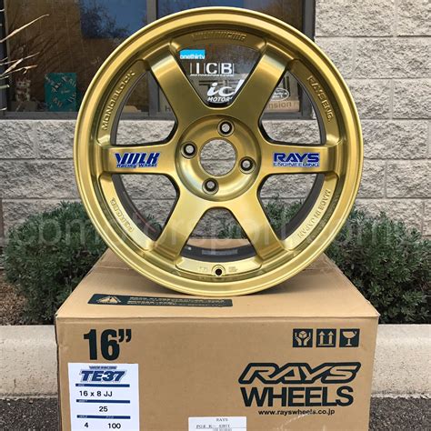 Rays Volk Racing TE37 Wheels 16X8 4X100 +25 Offset Hyper Gold Concave Face