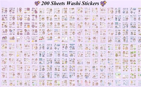 FunBlast PVC Cute Girl Theme Kawaii Stickers - 200 Sheets Cute Washi ...