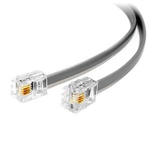 2 Pack 2 Feet Grey Telephone Cord 6P4C RJ11 Plugs 4 Conductor Wire ...