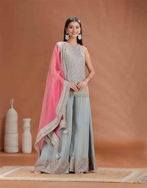 Steel-Frost-Embroidered-Festive-Pallazo-Suit – Roopkala