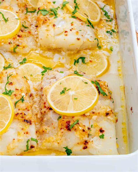 Baked Ling Cod With Lemon Garlic Butter Sauce