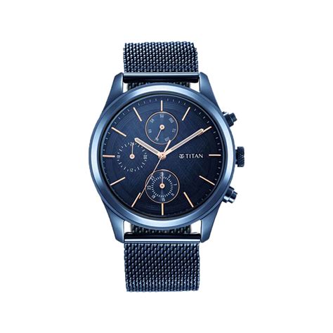 Titan Men's Sartorial Neo Splash: Blue Dial Multifunction Watch with ...
