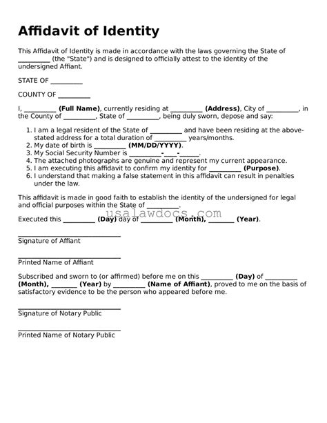 Free Affidavit of Identity Template ᐈ Simple PDF Form