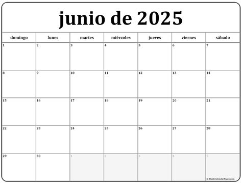 Calendario Junio 2025 Para Imprimir Gratis Pdf