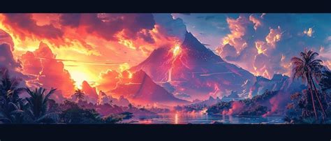 Un volcan en éruption au milieu d'une jungle luxuriante | Image Premium ...