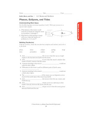 Phases Eclipses And Tides Worksheet - Fill Online, Printable, Fillable ...