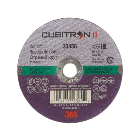 3M™ Cubitron™ II Cut-Off Wheel, 33456, 75 mm x 1 mm x 9.53 mm (3 in x ...