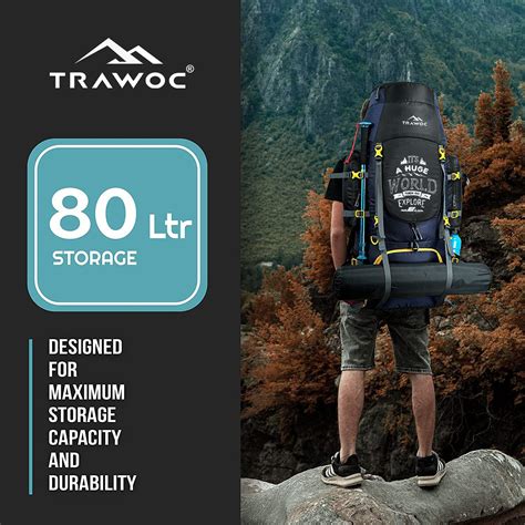 Trawoc Camping Backpack (80Ltr) | With Shoe Compartment & Rain Cover ...
