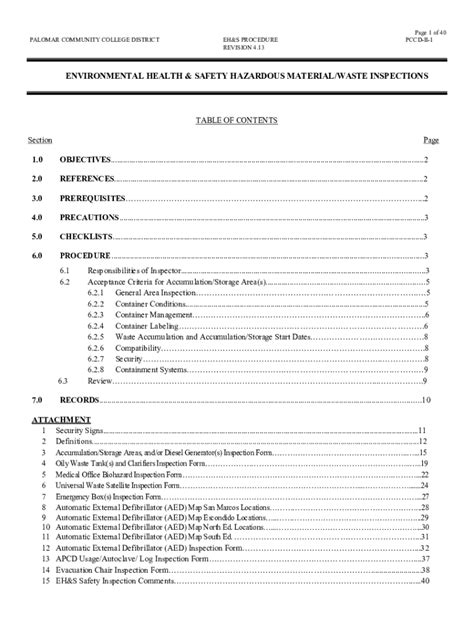 Fillable Online Environmental Health & Safety Hazardous Material/waste ...