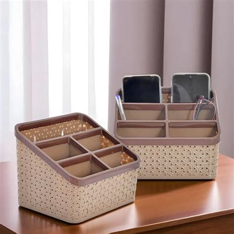 Diswa 2Pcs Multi Grids Desktop Sundries Storage Basket Plastic Makeup ...