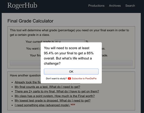 RogerHub (final grade calculator) is now supporting pewdiepie! : r ...