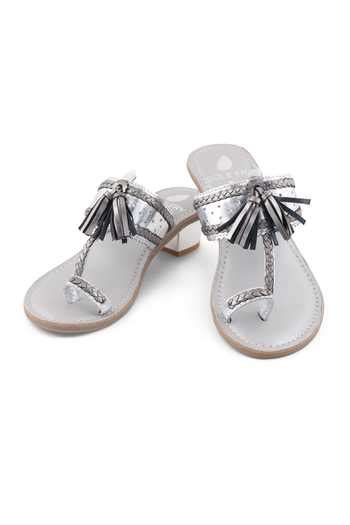 Buy Silver Tassels Madhuri Kolhapuri Block Heels by Sole Fry Online at ...