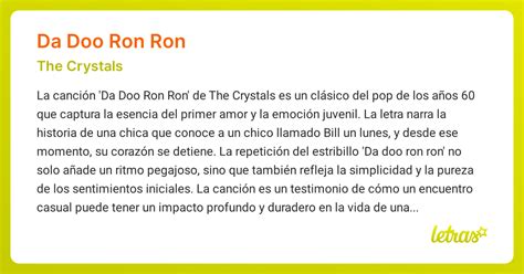 Significado de la canción DA DOO RON RON (The Crystals) - LETRAS.COM