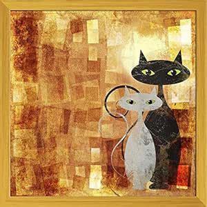 ArtzFolio Grunge Black & White Photo of a Cat Canvas Painting Golden ...