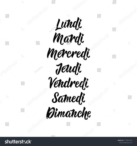 Days Week French Lettering Vector Calligraphy Stock Vector (Royalty ...