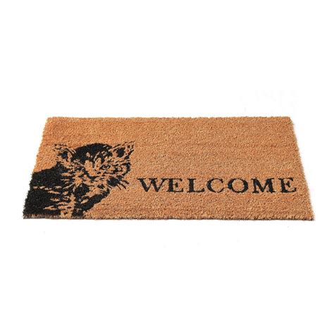 OnlyMat Cat printed Elegant Natural Coir Welcome Doormat