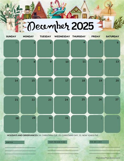 2025 Printable December Calendar Free
