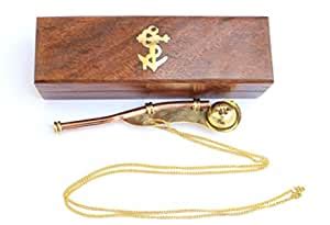 Marine Solid Brass & Copper Boatswain (Bosun) 5" Whistle Chain with ...