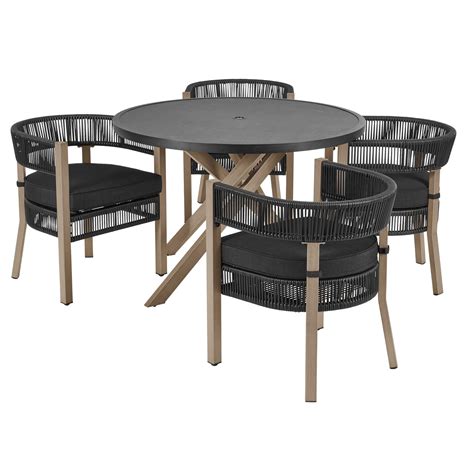 Better Homes & Gardens Tarren 5 Piece Outdoor Dining Set, Black ...