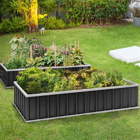Dextrus Large Raised Garden Bed, Outdoor Patio Planter Box with Gloves ...
