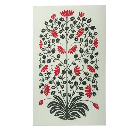 Lotus Tree of Life Panel -Red /Black on White – Baro Market