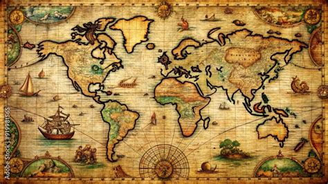 Old Map of World 的图像结果