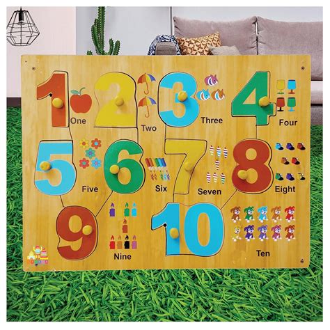 Wooden Number Puzzle with Picture for Kids | Educational 1-10 Number ...