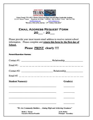 Fillable Online ucteams Email Address Request Form 2014 - Union County ...
