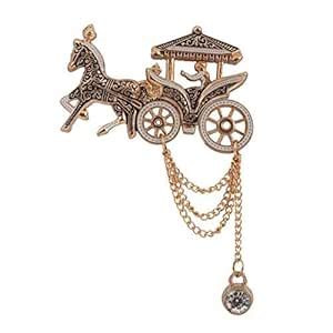 Buy EXOTICA Fashions Horse Cart Metal Sherwani Blazer Suit Brooch with ...