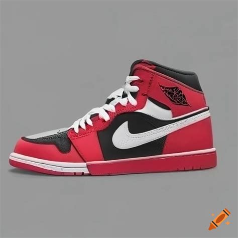 Air jordan sneakers in black, red, and white with chunky tire sole ...