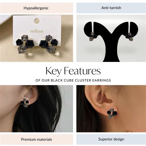 Jewellery Online - Premium Black Cube Cluster Earrings | Nestasia