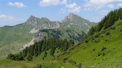 Download wallpaper 3840x2160 mountains, landscape, trees, valley, grass ...