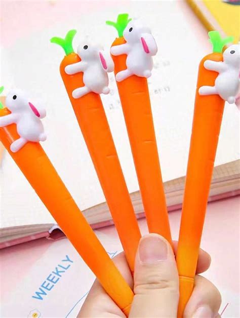 1pc /4pcs Set Easter Bunny & Carrot Shaped Neutral Pen, Creative School ...