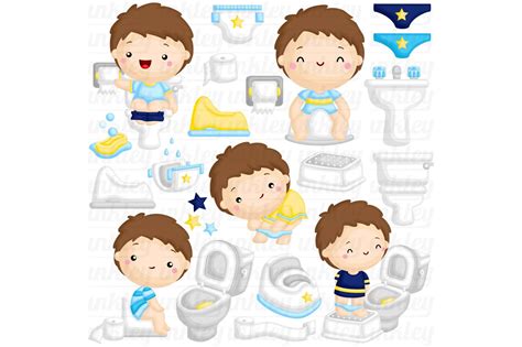 Kids Potty Training Clipart – MasterBundles