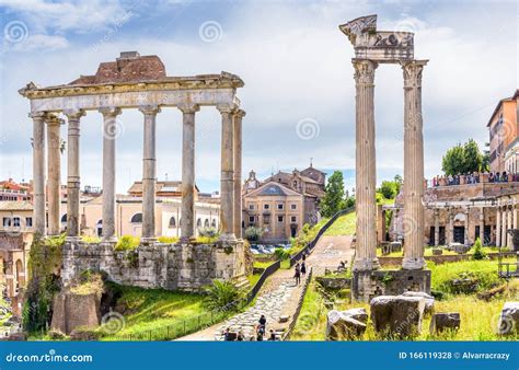 MAY, 13 2019. ROME, ITALY. Amazing Landscape with Temple of Saturn ...