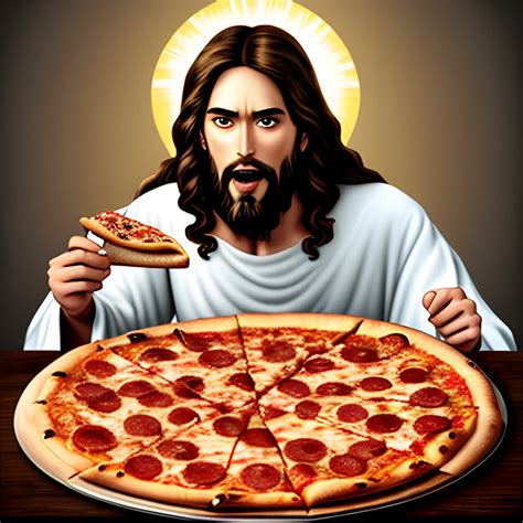 Jesus eating pizza - Arthub.ai