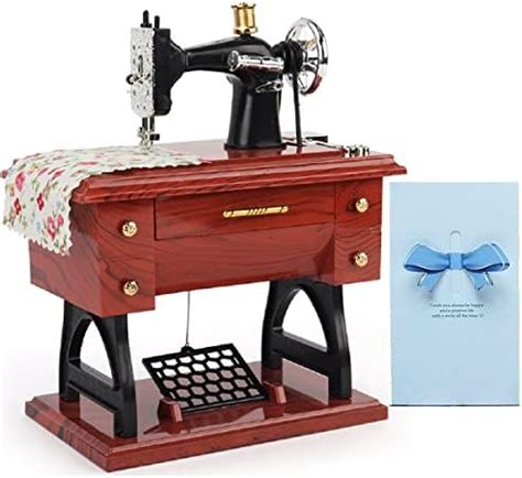 PENG Sewing-Machine-Music-Box-Vintage-Hand-Cranked-Mechanism Mini ...