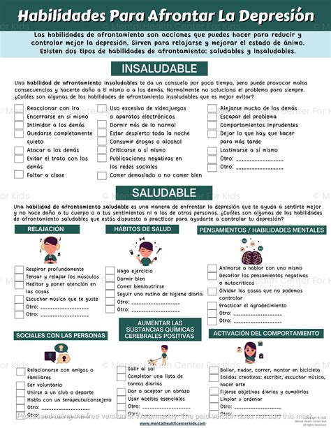 Coping Skills For Depression Worksheet (Spanish Version) – Mental ...