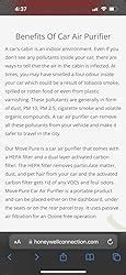 Honeywell Move Pure3 Car Air Purifier, Hepa filter & Formaldehyde which ...