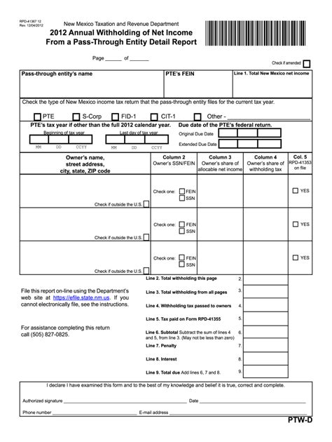 2012 Form NM TRD RPD-41367 Fill Online, Printable, Fillable, Blank ...