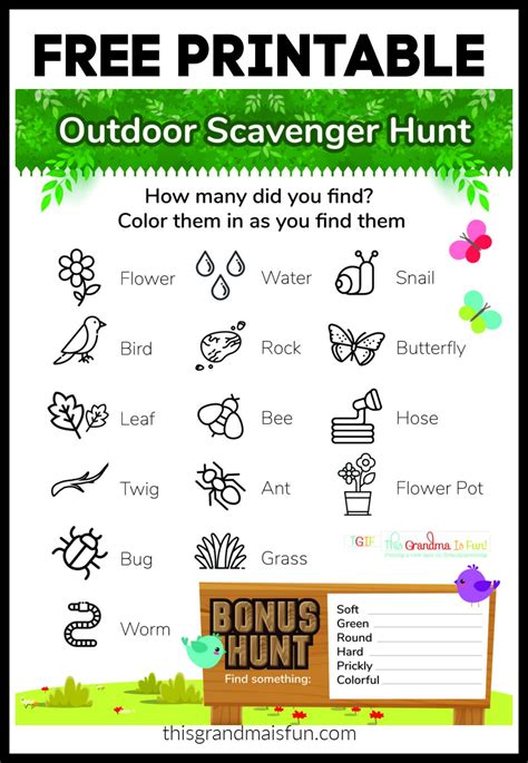 Free Printable Outdoor Scavenger Hunt - Printable Paper Crafts