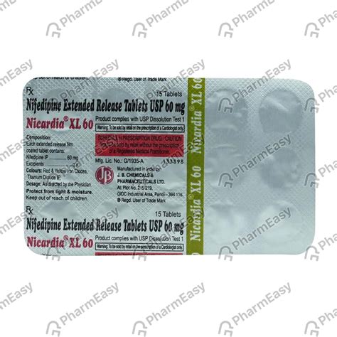 Nicardia 60 MG Tablet (15): Uses, Side Effects, Price & Dosage | PharmEasy
