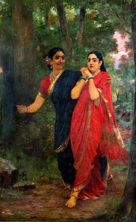 Draupadi and the Enchantress Simhika - Raja Ravi Varma Chromolithograph ...