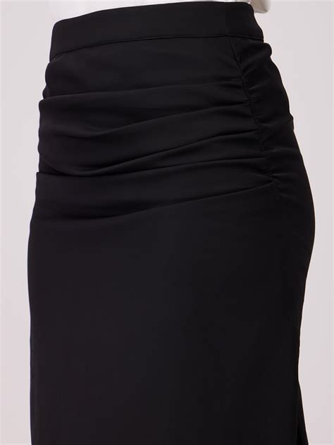 Buy Black Side Slit Midi Skirt Online | FableStreet