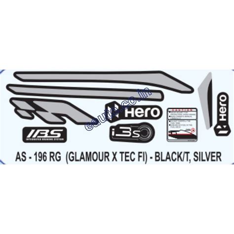 Graphics Sticker Set for Hero Glamour i3S | XTEC FI | Black & Silver S