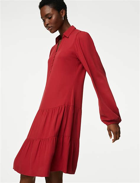 Buy V-Neck Knee Length Tiered Dress at Marks & Spencer