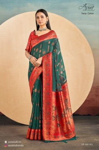 AURA SAREE VARAA COTTON 80101-80106 TRENDY FESTIVE WEAR SAREE CATALOG ...